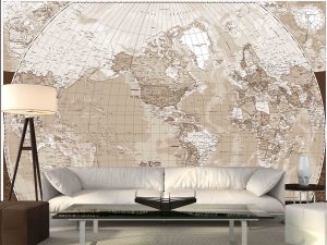 World Map (French Version) in Sepia 12' x 8' (3,66m x 2,44m)