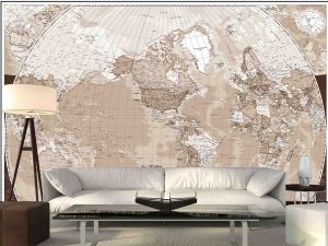 World Map (English Version) in Sepia 12' x 8' (3,66m x 2,44m)