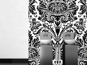 Damask Black & White 6' x 9' (1,83m x 2,75m)