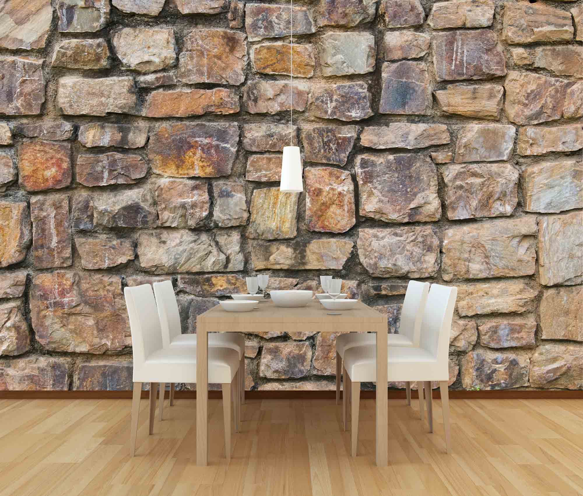 Wallpaper Mural Beige Stone Wall Muralunique