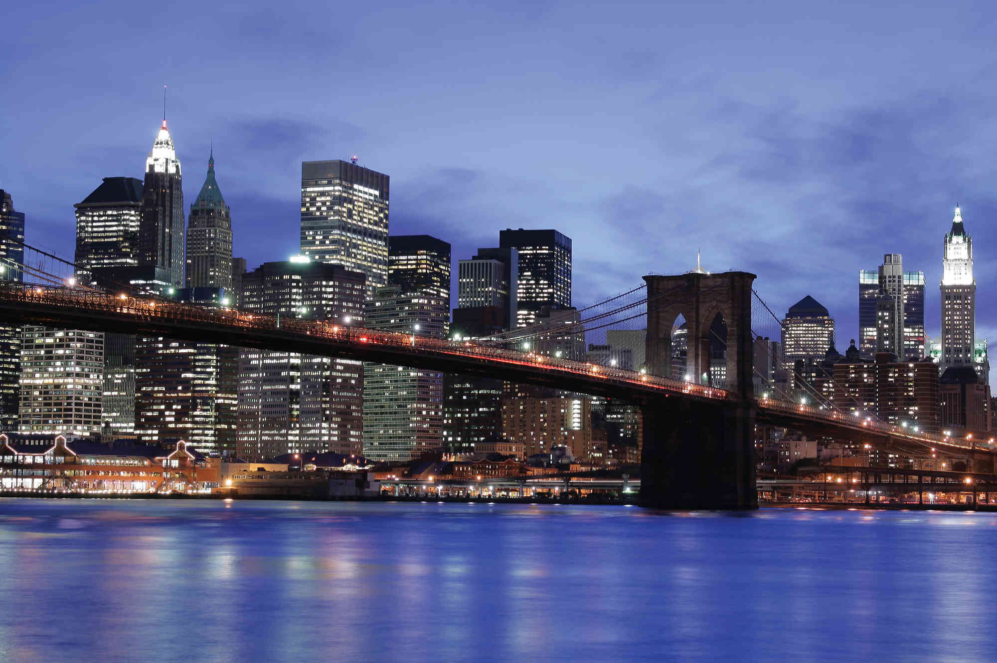 Wallpaper Mural Brooklyn Bridge at Night | Muralunique