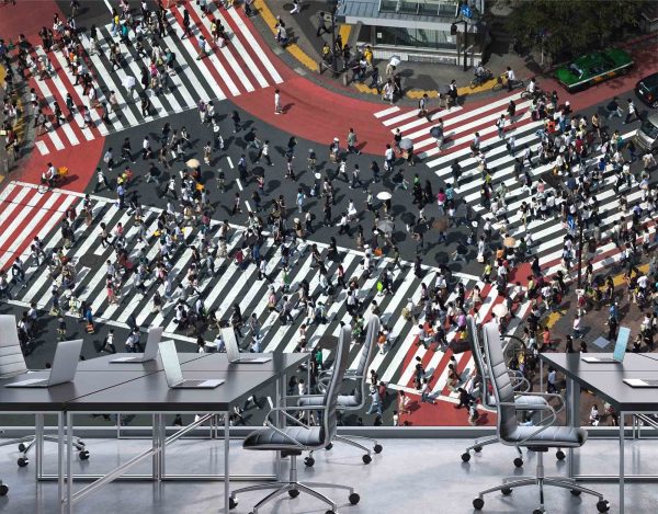 Pedestrians Crossing, Shibuya Ward, Tokyo, Japan 12' x 8' (3,66m x 2,44m)