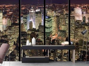 Manhattan at Night with Window Frames 12' x 8' (3,66m x 2,44m)