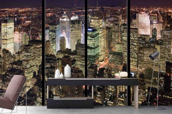 Manhattan at Night with Window Frames 12' x 8' (3,66m x 2,44m)