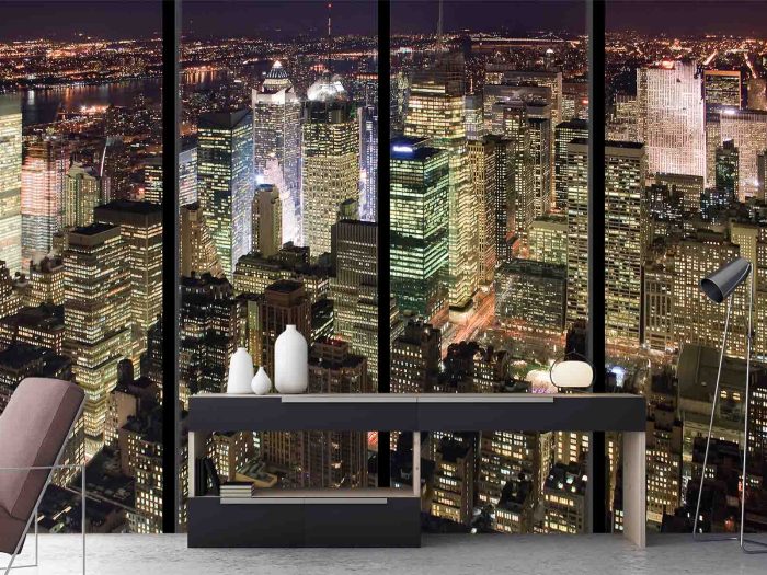Manhattan at Night with Window Frames 12' x 8' (3,66m x 2,44m)
