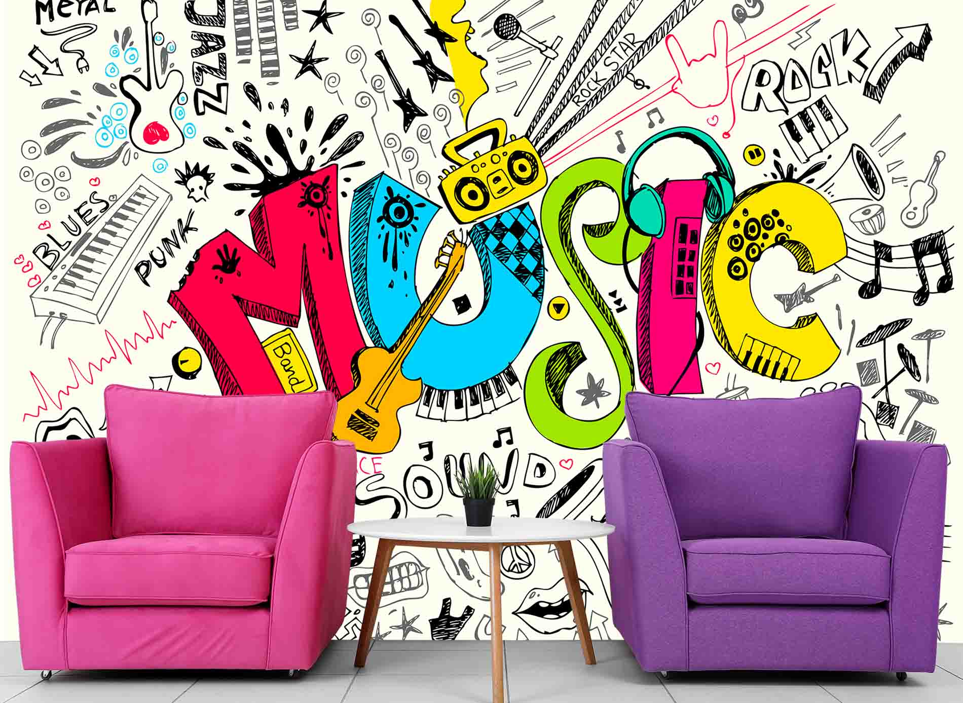 Wallpaper Mural Let's Get Musical | Muralunique Wallpaper Mural Let's Get Musical | Muralunique