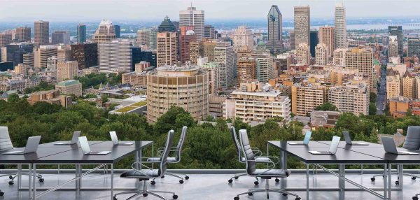 View of Downtown Montreal from Mount Royal 24' x 8' (7,32m x 2,44m)