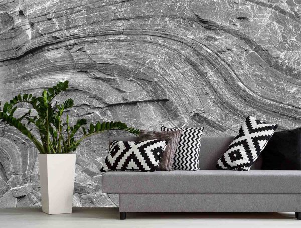 Canadian Shield Swirl (Black and white) 13.5' x 8' (4,11m x 2,44m)