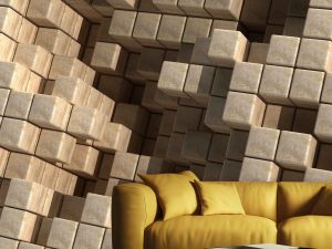 3D Cubes Sepia Tones 9' x 9' (2,75m x 2,75m)