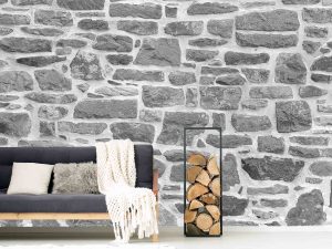 Grey Stone Wall with White Mortar 19.5' x 8' (5,94m x 2,44m)