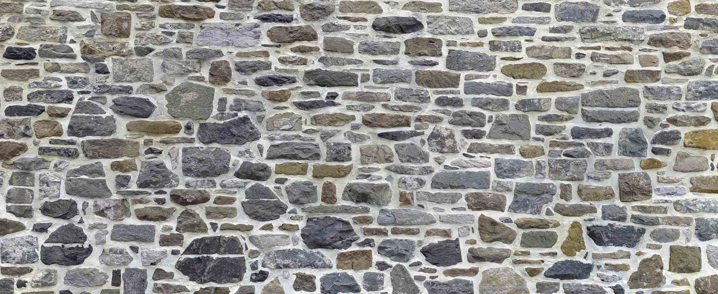 Wallpaper Mural Stone Wall with White Mortar Muralunique