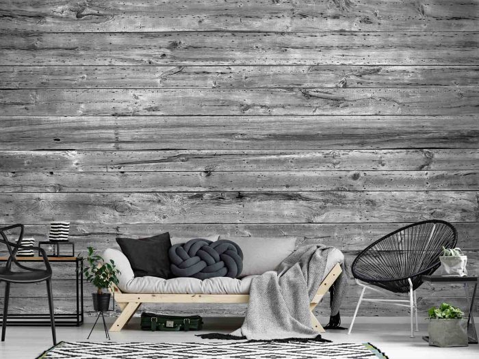 Horizontal Old Barn Wood (Black and White) 12' x 8' (3,66m x 2,44m)