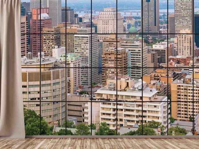 View of Downtown Montreal from my Condo on Mount Royal (Color) 12' x 8' (3,66m x 2,44m)