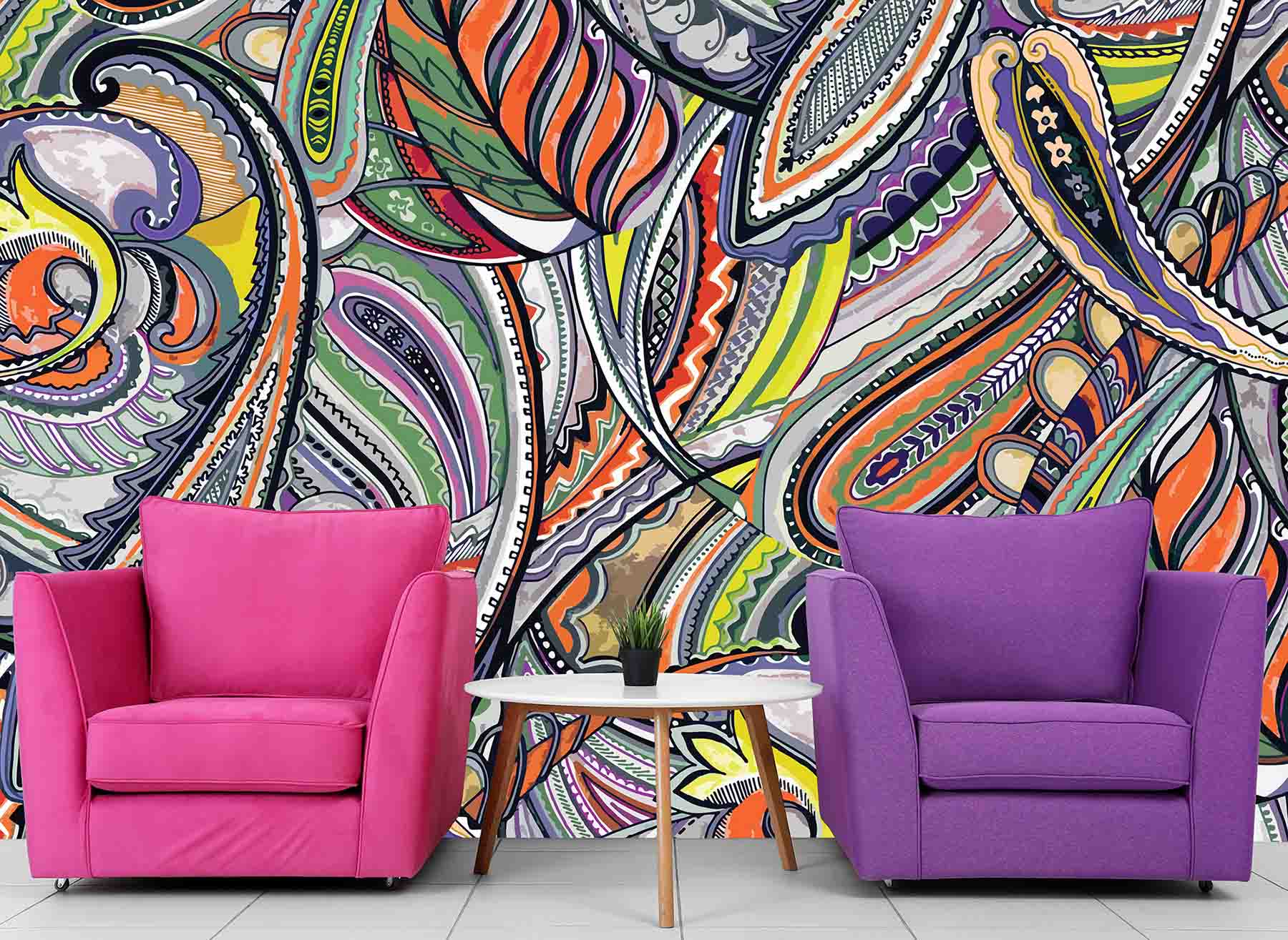 Wallpaper Mural Paisley Pattern