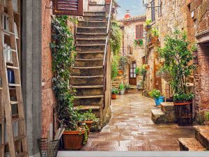 Street in Pitigliano, Tuscany, Italy 9' x 9' (2,75m x 2,75m)