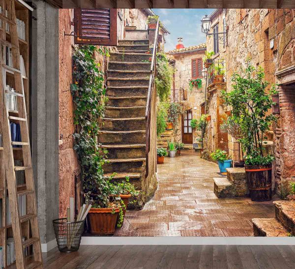 Street in Pitigliano, Tuscany, Italy 9' x 9' (2,75m x 2,75m)
