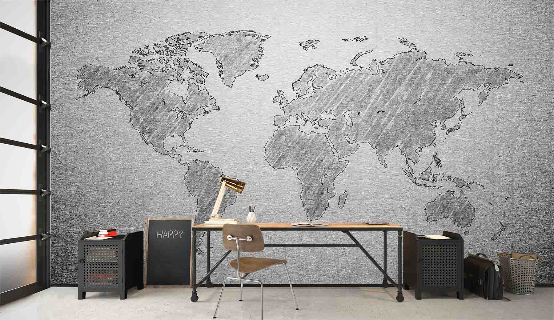 Murale en Papier Peint Carte du Monde Texturée