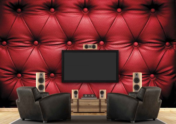 Red Padded Leather 12' x 8' (3,66m x 2,44m)