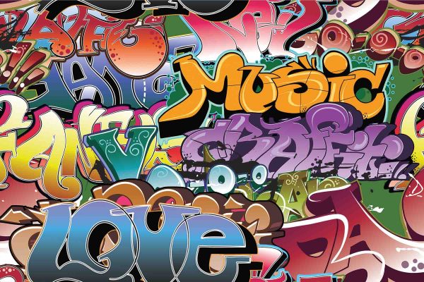 Love and Music Graffiti 12' x 8' (3,66m x 2,44m)