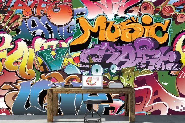 Love and Music Graffiti 12' x 8' (3,66m x 2,44m)