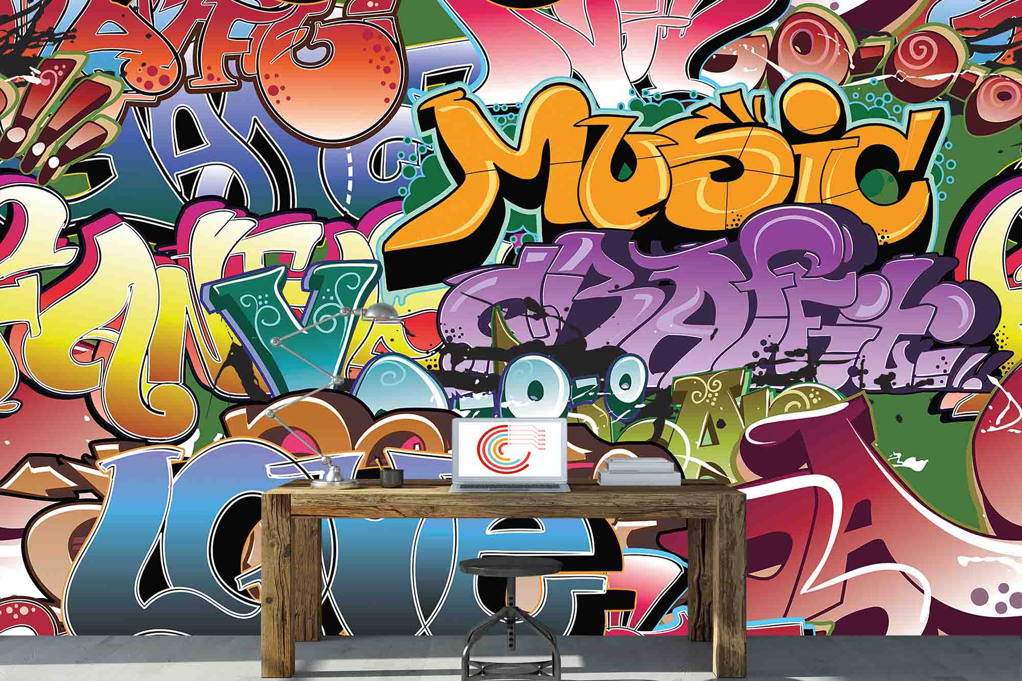 Wallpaper Mural Love and Music Graffiti | Muralunique