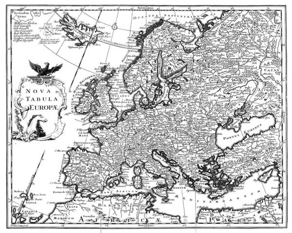 Antique Map of Europe 7.5' x 6' (2,29m x 1,83m)