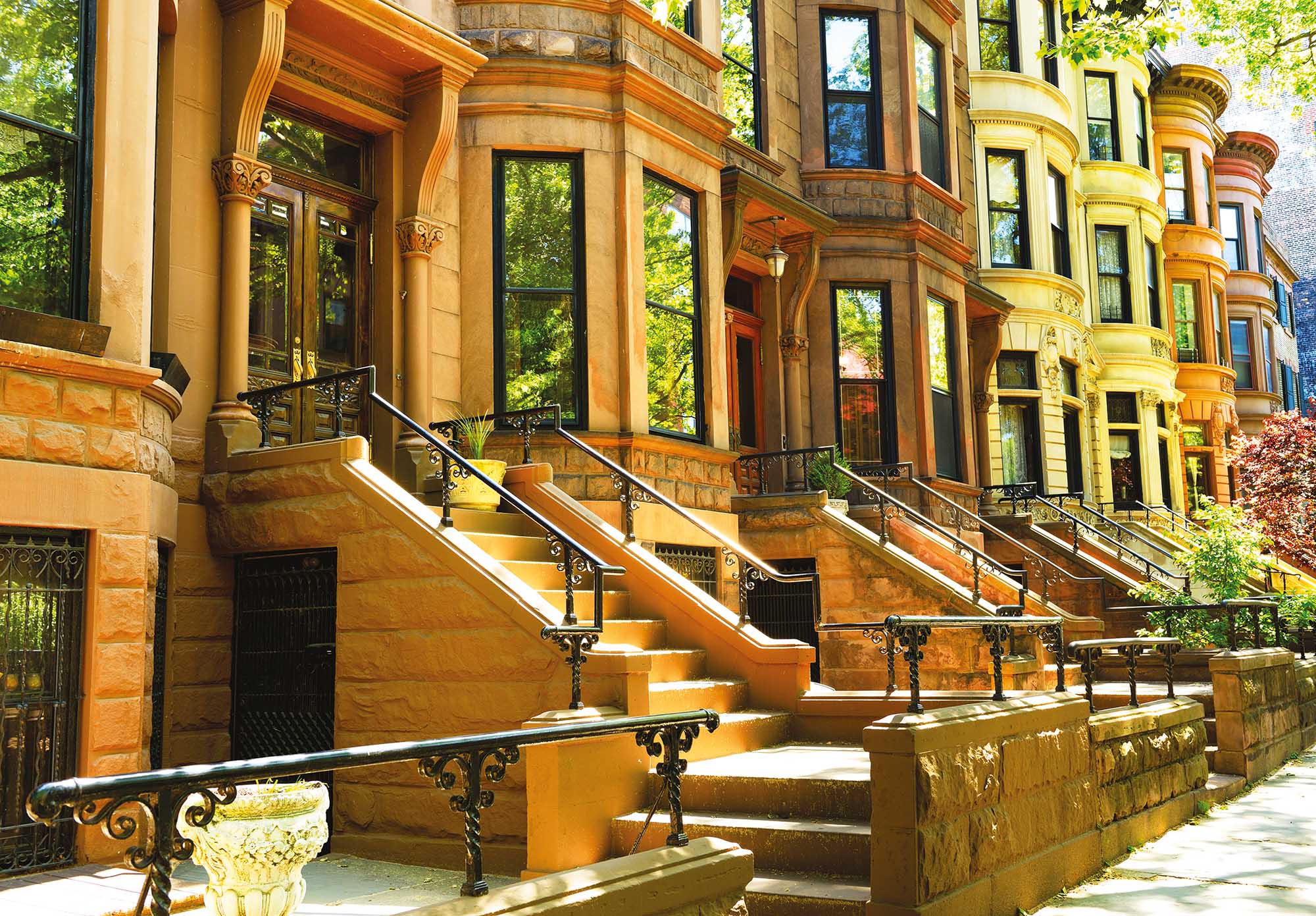 Wallpaper Mural Famous Brownstone Row Houses in Brooklyn, New York |  Muralunique
