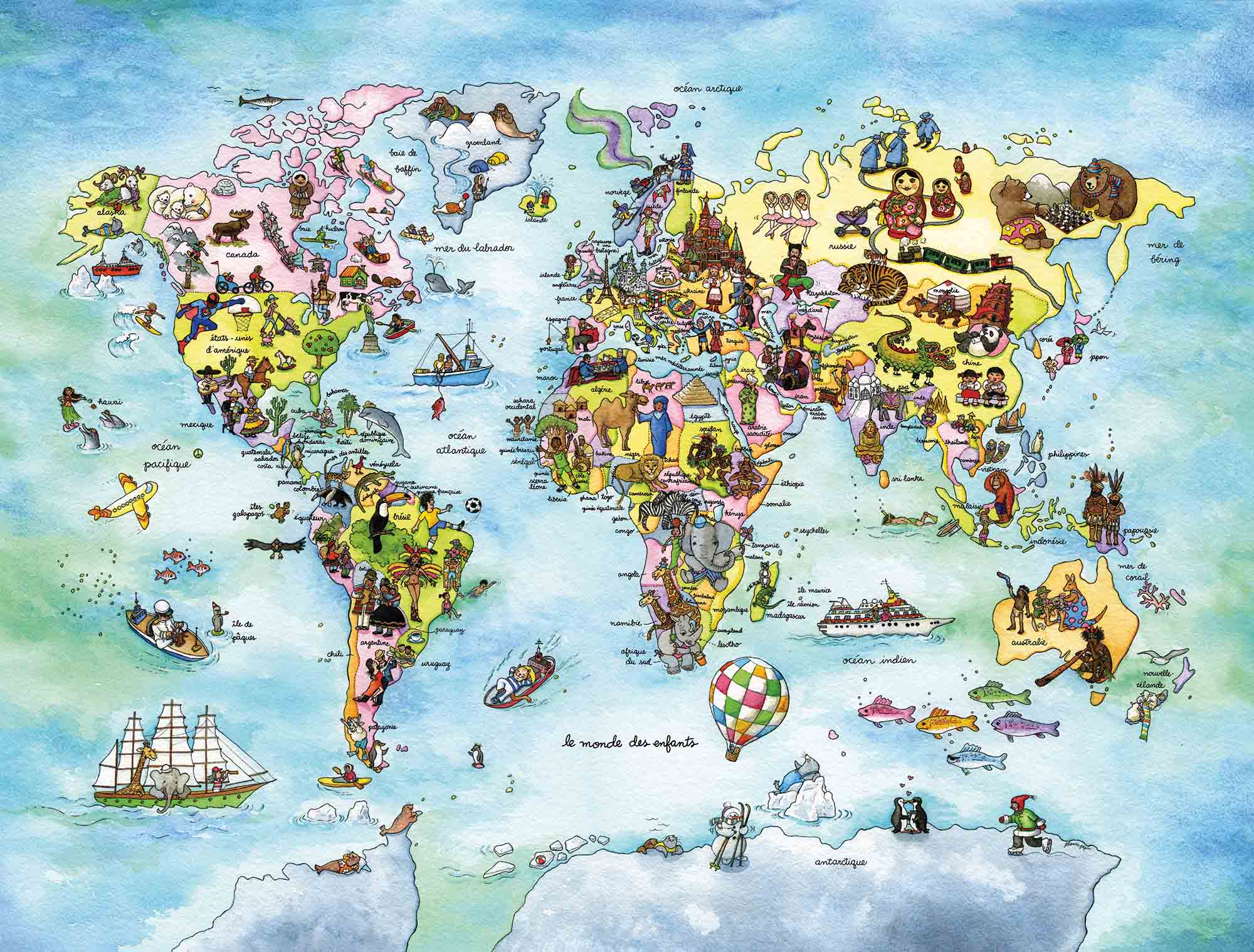 Wallpaper Mural Kids World French Version Muralunique