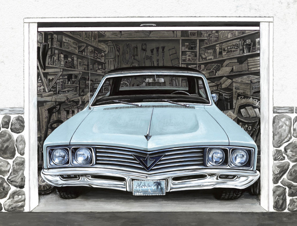 old car wall mural