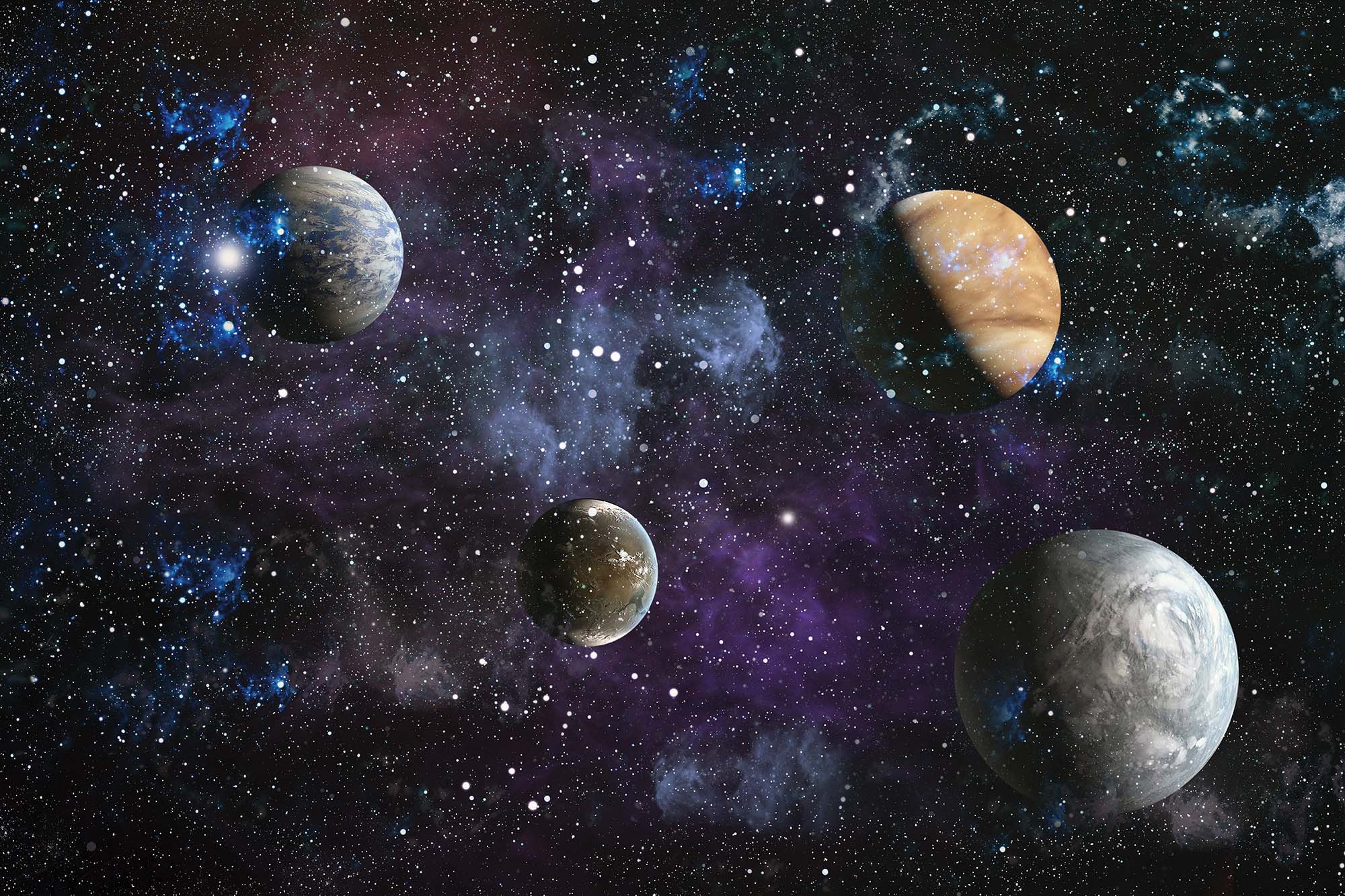 Universe Scène avec Planètes,Étoiles et Galaxies Papier-Peint Mur Mural