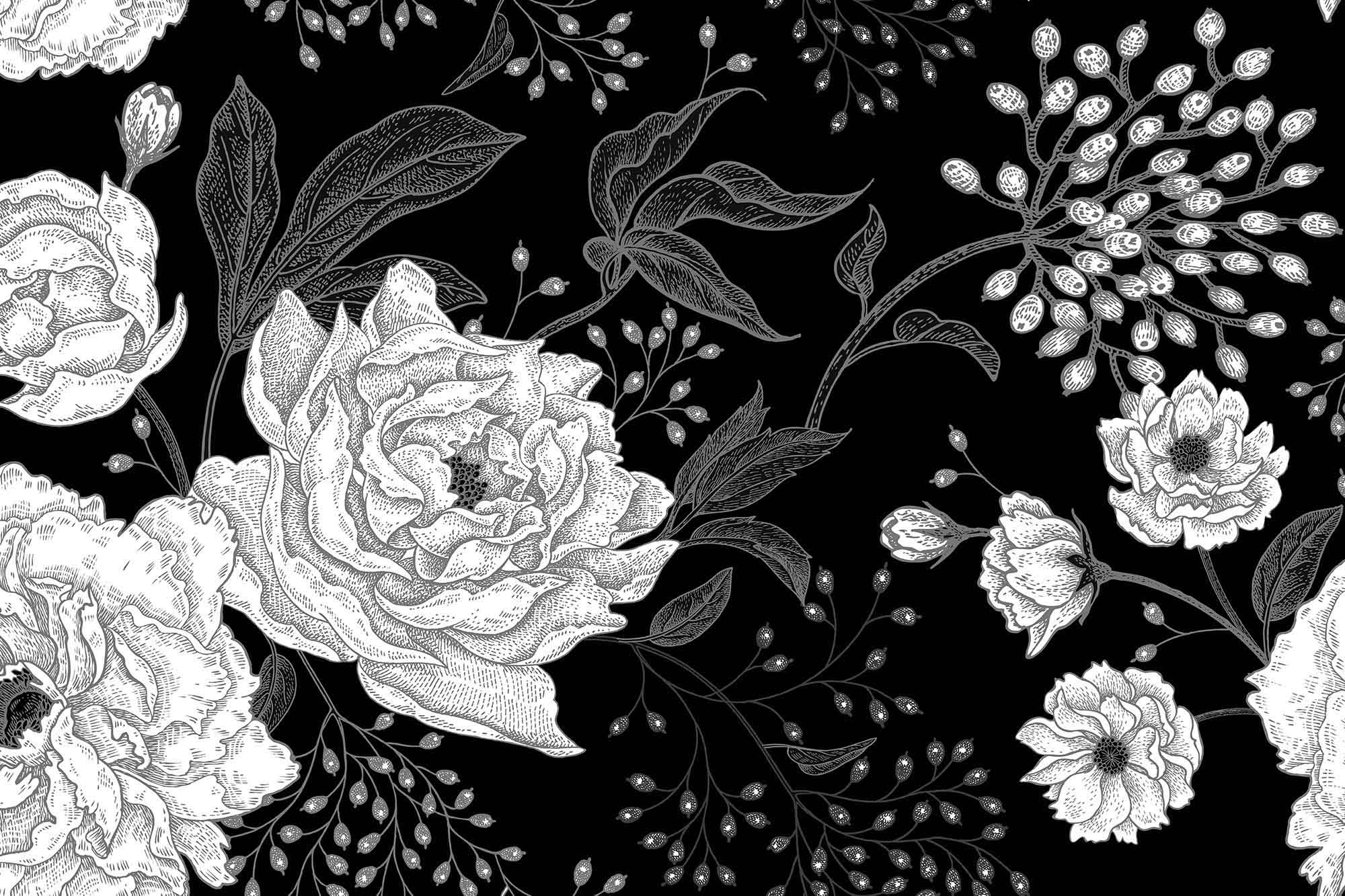 Wallpaper Black And White Flowers Wallpaper Black And White Flowers
