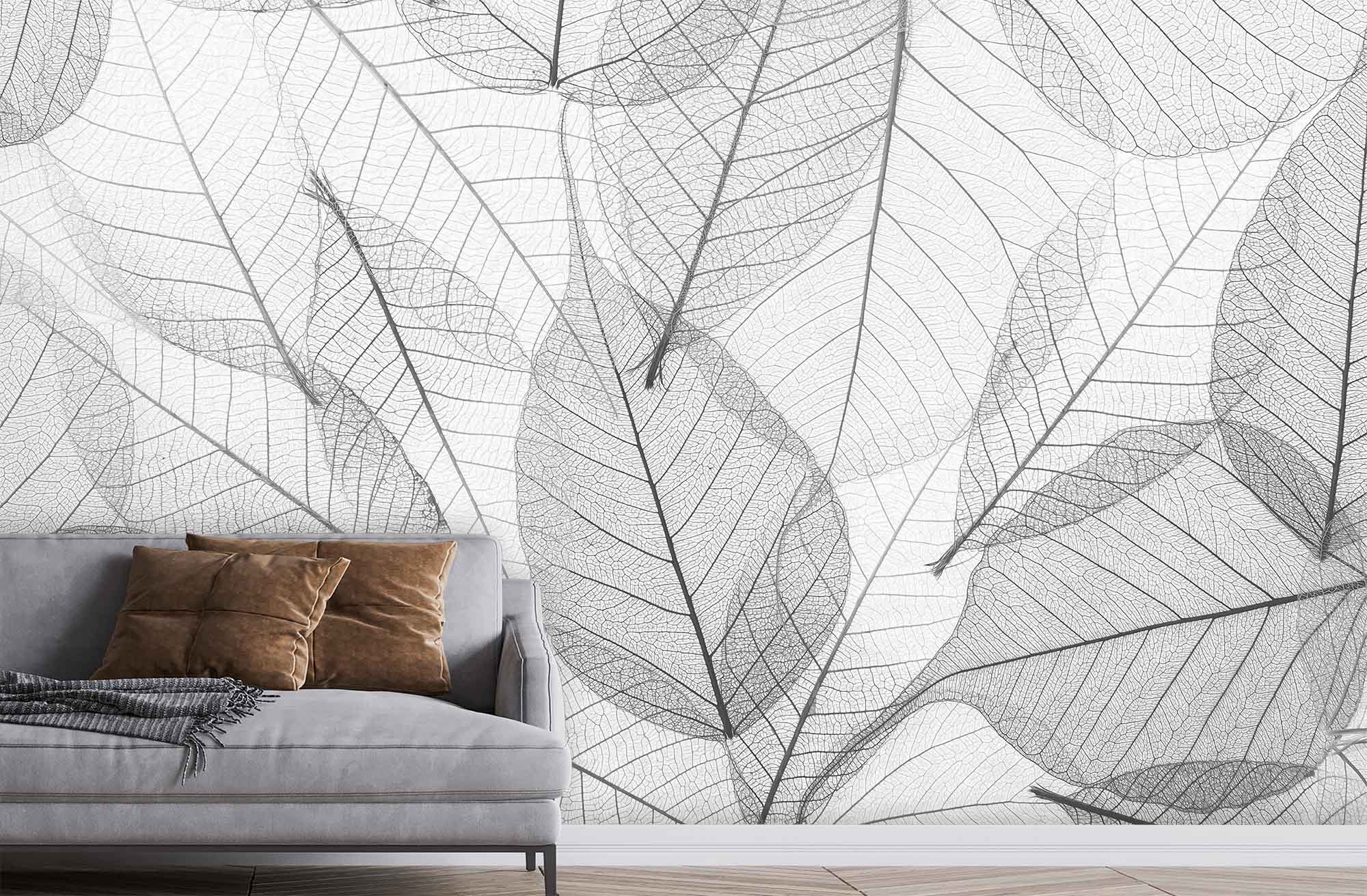 Black And White Leaf Wallpaper Black And White Leaf Wallpaper Etsy