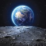 sci-fi wall mural of the moon