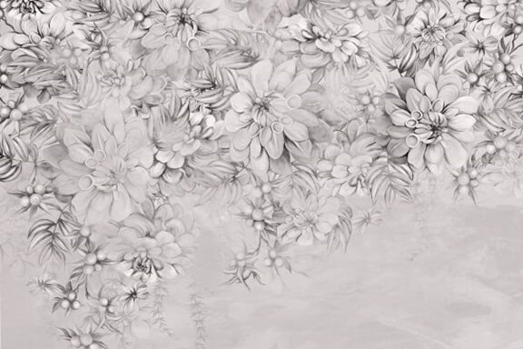 neutral floral wall mural