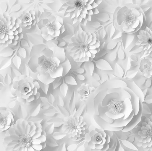 white paper flowers mural