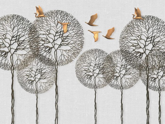 Forest With Golden Birds